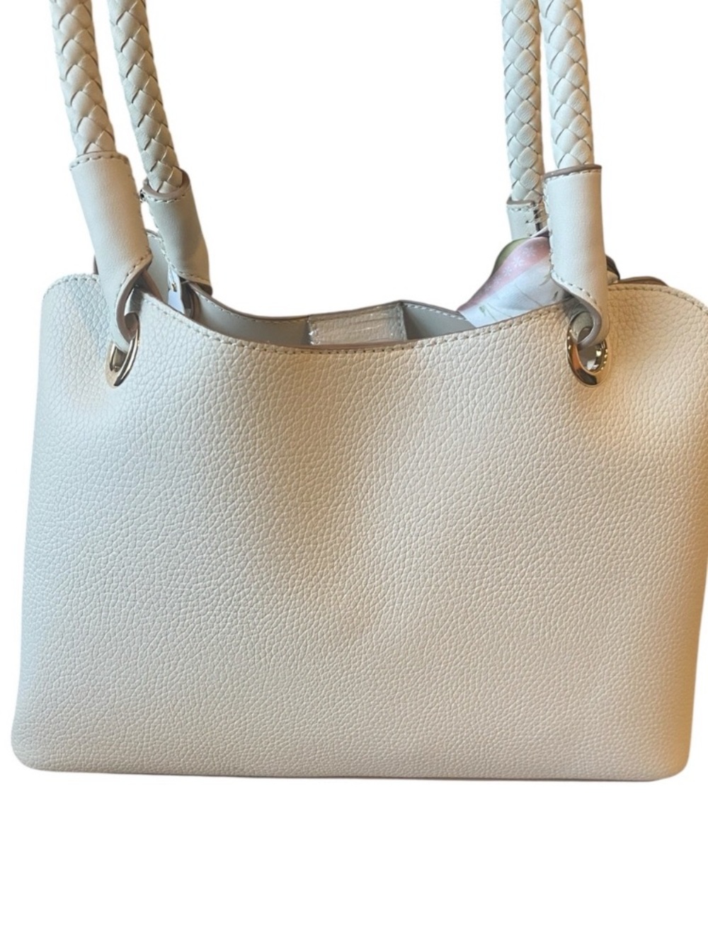 Nanette Lepore Cream Textured Tote with Scarf Accent - Picture 5 of 13
